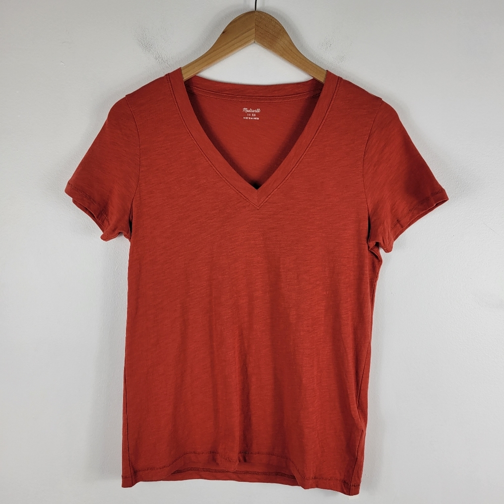 New Madewell Whisper Short Sleeve V Neck Cotton Solid Basic Tee